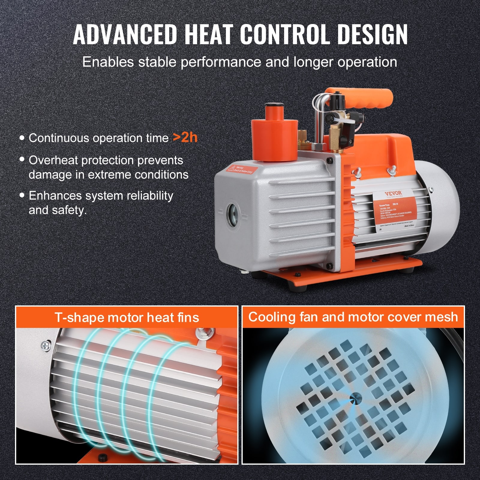 VEVOR 1/3 HP 2 Stage Rotary Vane Vacuum Pump Air Conditioning Vacuum