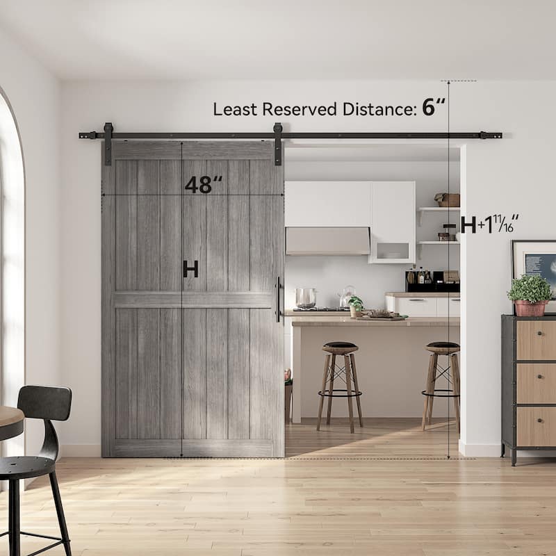 Sanding 30in./32in./36in./42in./48in.x 84in.MDF Barn Door With Sliding Hardware Kit ,Covered with Water-Proof PVC Surface