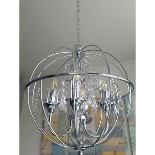 Shop Benita Chrome Finish Metal Orb Crystal Chandelier ...