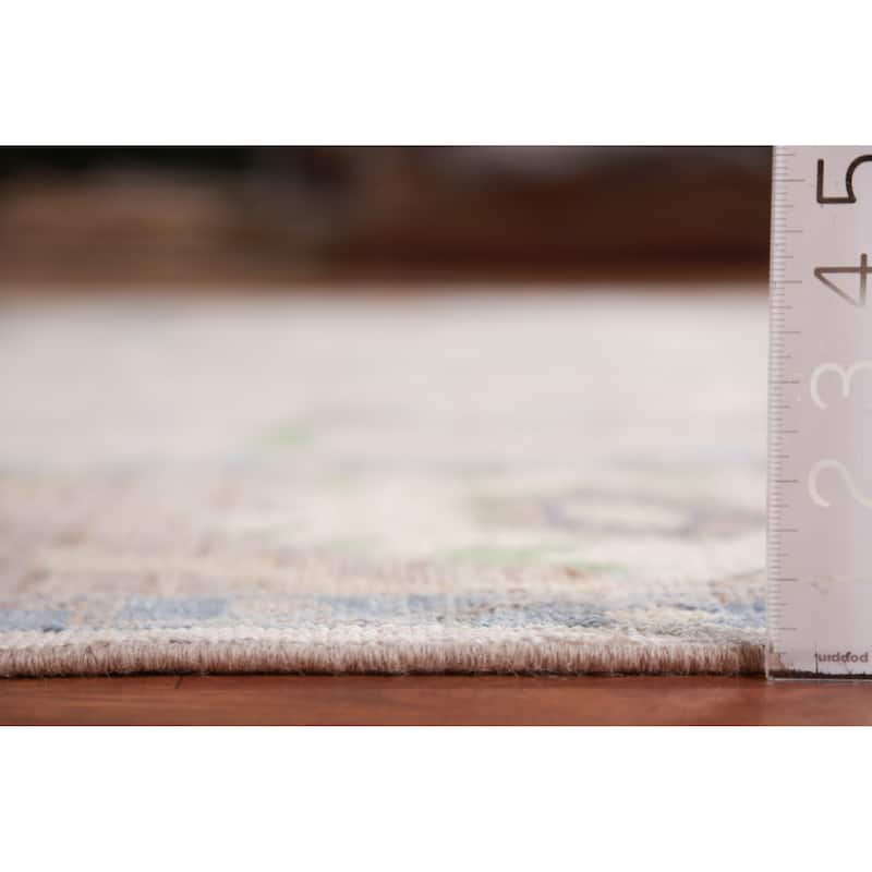 Hand Knotted Oriental 100% Wool Carpet Transitional All-Over Beige & Ivories Oushak Area Rug - 9' 9'' X 8' 1''