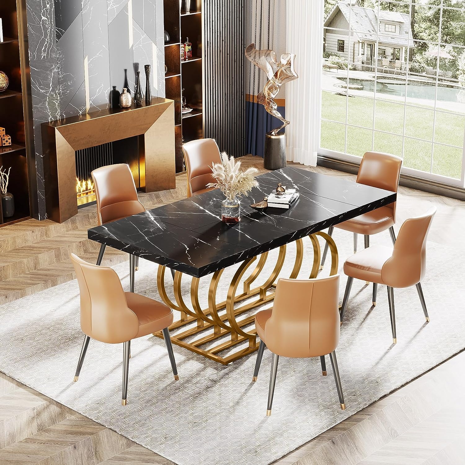 Faux marble dining table clearance