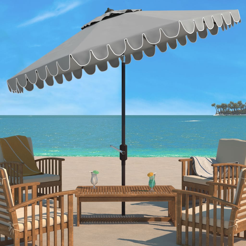 SAFAVIEH Outdoor Gracelyn 11Ft Round Crank Umbrella