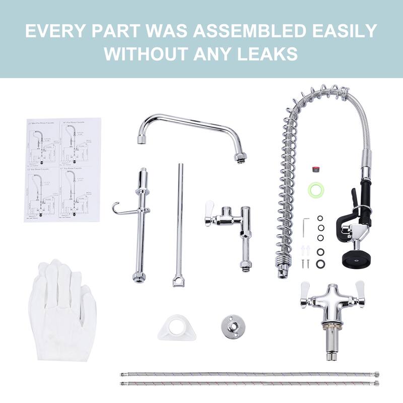 WOWOW Triple Handle Pull Down Kitchen Faucet with Pre Rinse Sprayer