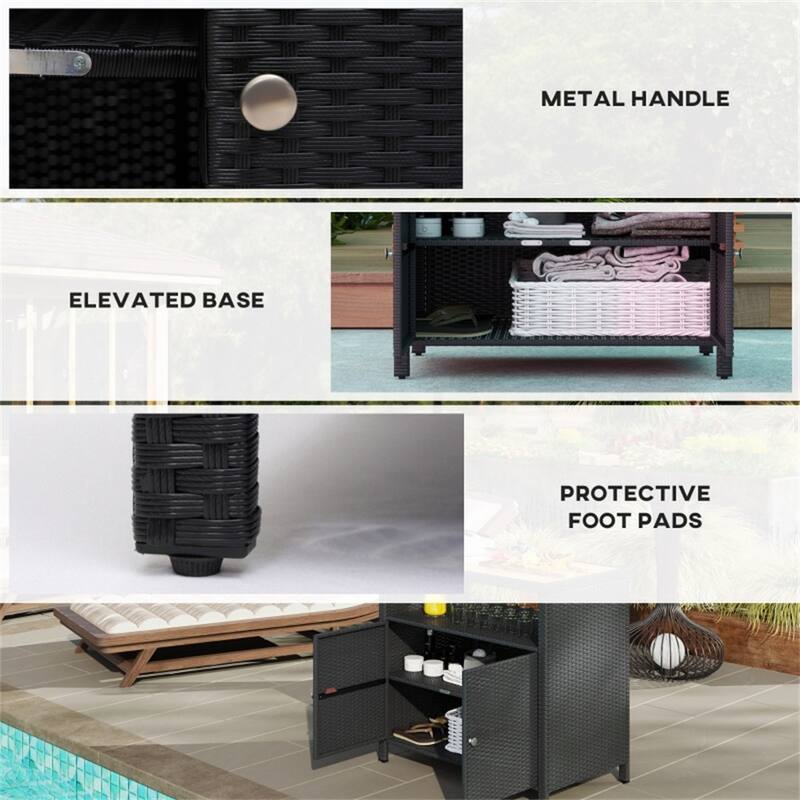 Shoe Storage Cabinet for Patio, Deck, or Poolside with Shelf - 35.4" W x 20.9" D x 33.9" H