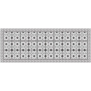 2' X 5' Dark Gray And White Tile Printed Vinyl Area Rug with UV ...