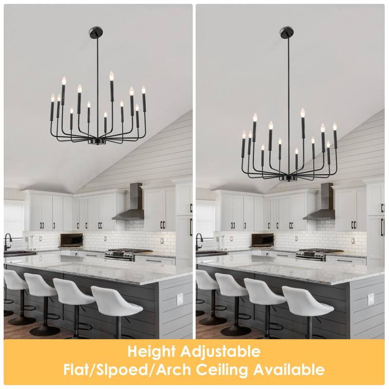 31.49" Wide Modern 12- Light Classic Chandelier, Living Room Metal Dimmable Candle Style Chandelier for Kitchen Dining Room