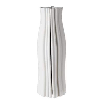 White 3D Printed Ceramic Vase Dia 6.2" Lg