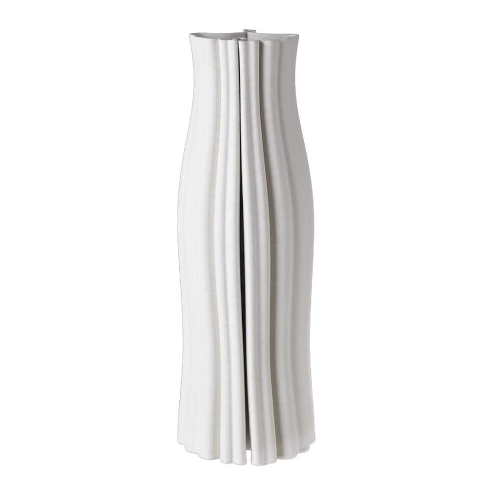 White 3D Printed Ceramic Vase Dia 6.2" Lg