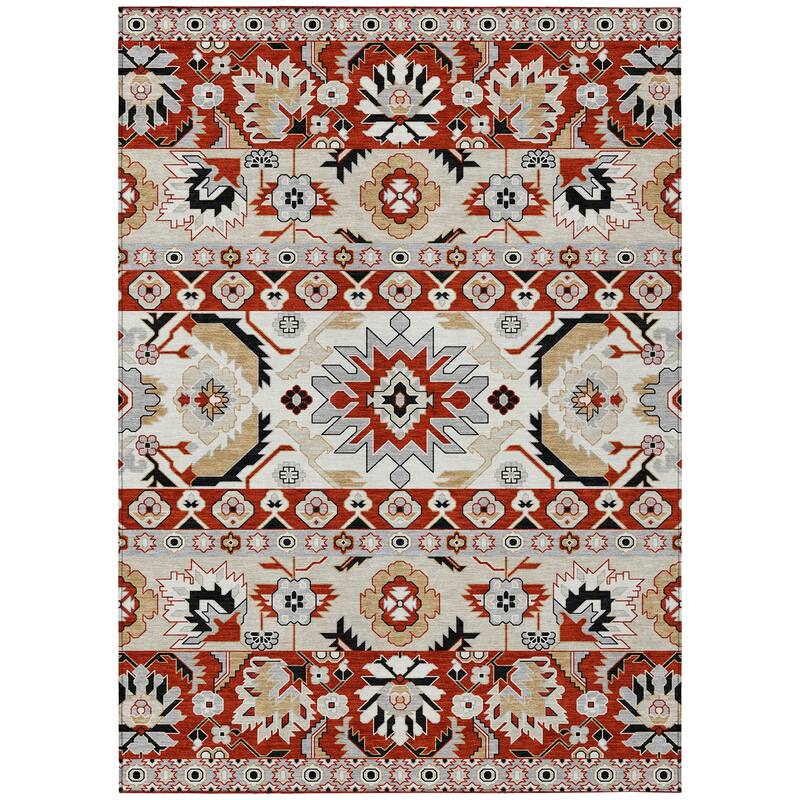 Machine Washable Indoor/ Outdoor Traditional Aspen Chantille Rug
