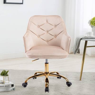 Modern Velvet Swivel Shell Chair with Casters, Adjustable Lift Seat