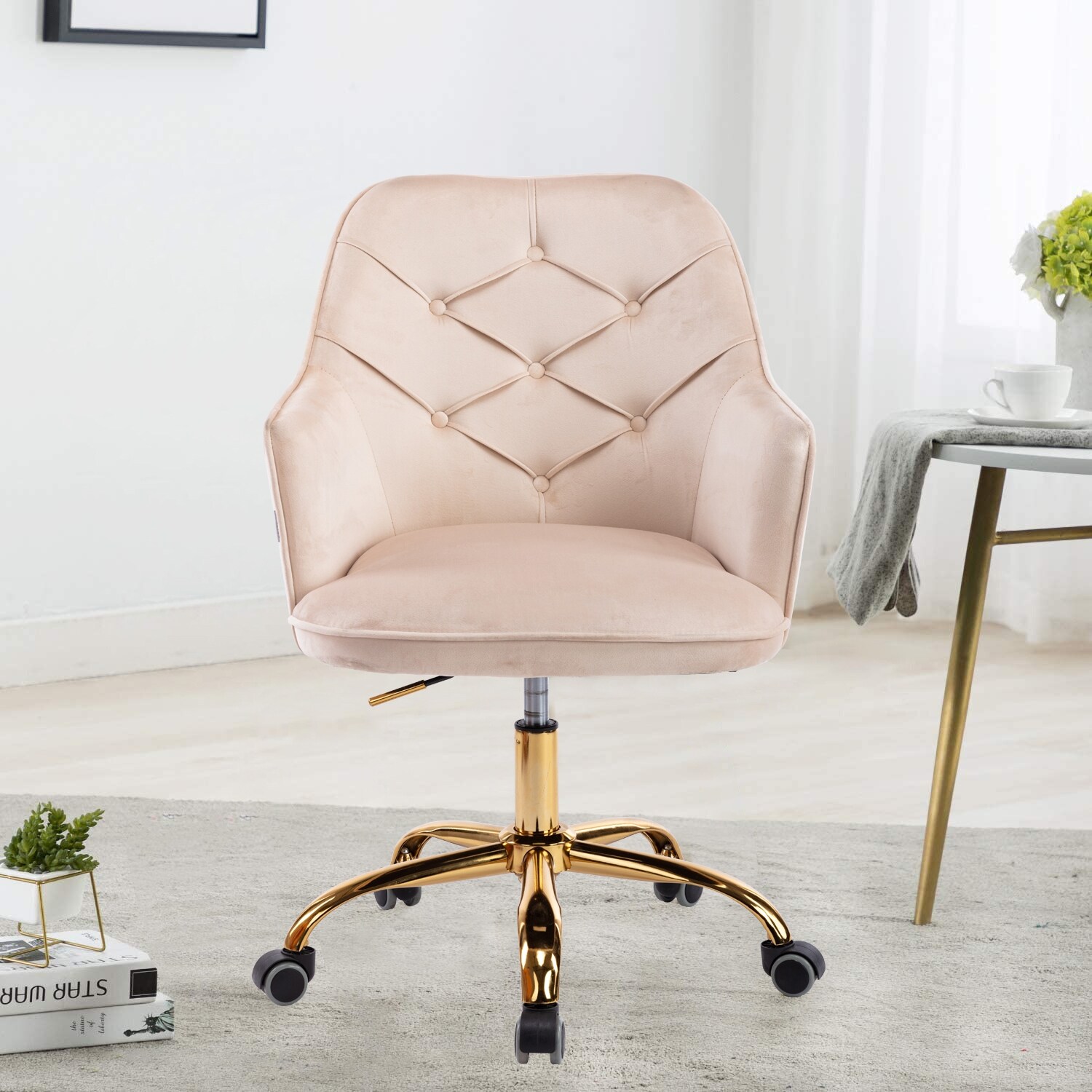 Velvet Swivel Shell Chair for Living Room ,Office chair , Modern Leisure Arm Chair Beige