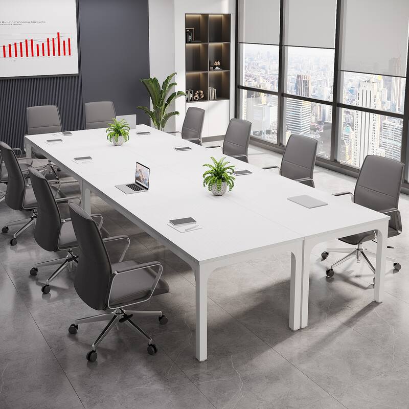 Long Conference Table Set of 4, 13FT Large Rectangle Meeting Seminar Table, 78.74-Inch Business Tables