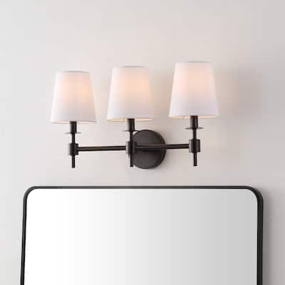 SAFAVIEH Lighting Davielle Modern 3-light 21-inch Fabric Shade Wall Sconce (LED Bulbs Included)