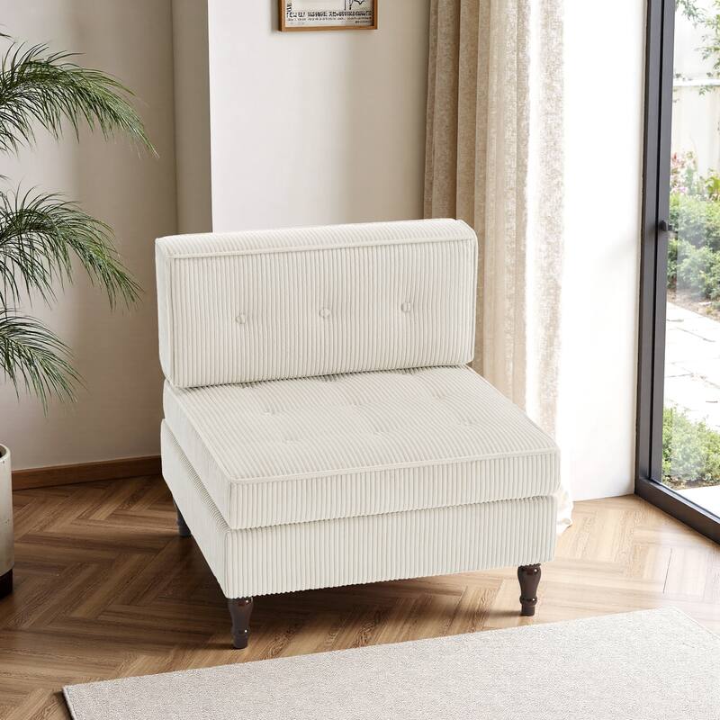Modular Corduroy Armless Chair Upholstered Lounge Sofa