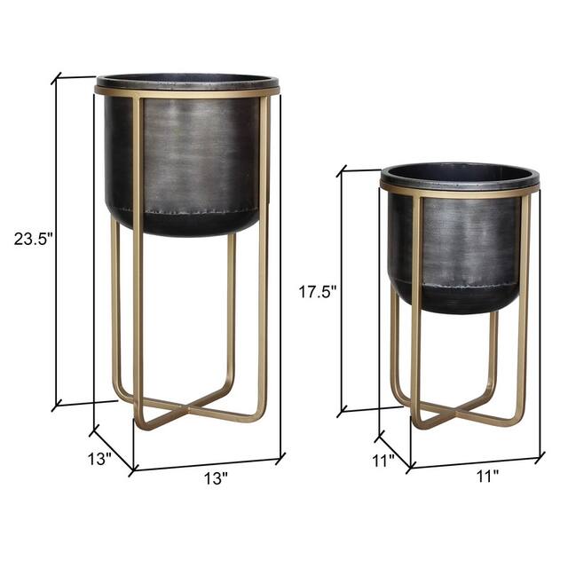 Rizzy Mid-century Pot Planters (Set of 2) - 23.5"H x 13"W x 13"D / 17.5"H x 11"W x 11"D