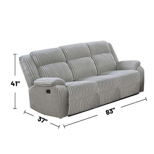 Fur-Like Corduroy Upholstered Manual Motion Sofa with Thick Armrests in Ash