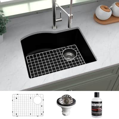 Karran Undermount Quartz 24 in. Single Bowl Kitchen Sink Kit
