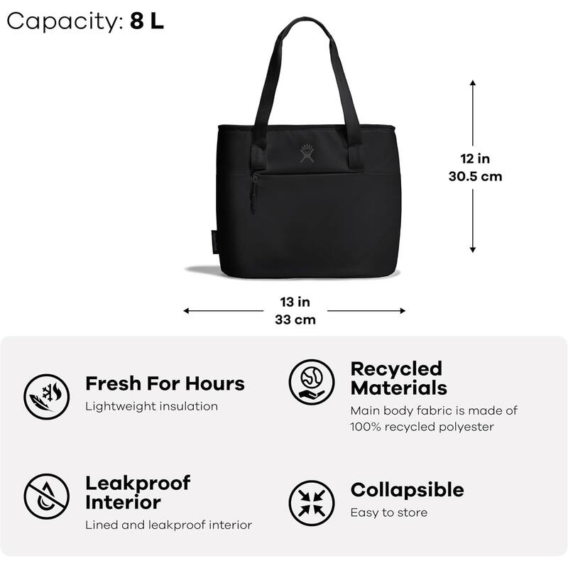 LT8B0001 Waterproof Insulated Tote, 8-Liter, Travel Bag, Black