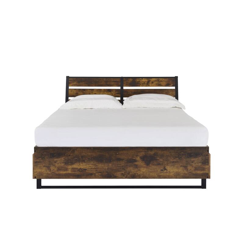 Juvanth Rustic Oak & Black Finish E. King Bed with Storage