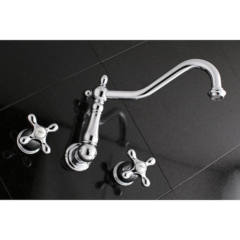 Heritage 3-Hole Wall Mount Roman Tub Faucet in Polished Brass