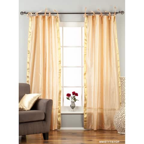 Misty Rose Tie Top Sheer Sari Curtain / Drape / Panel - Piece