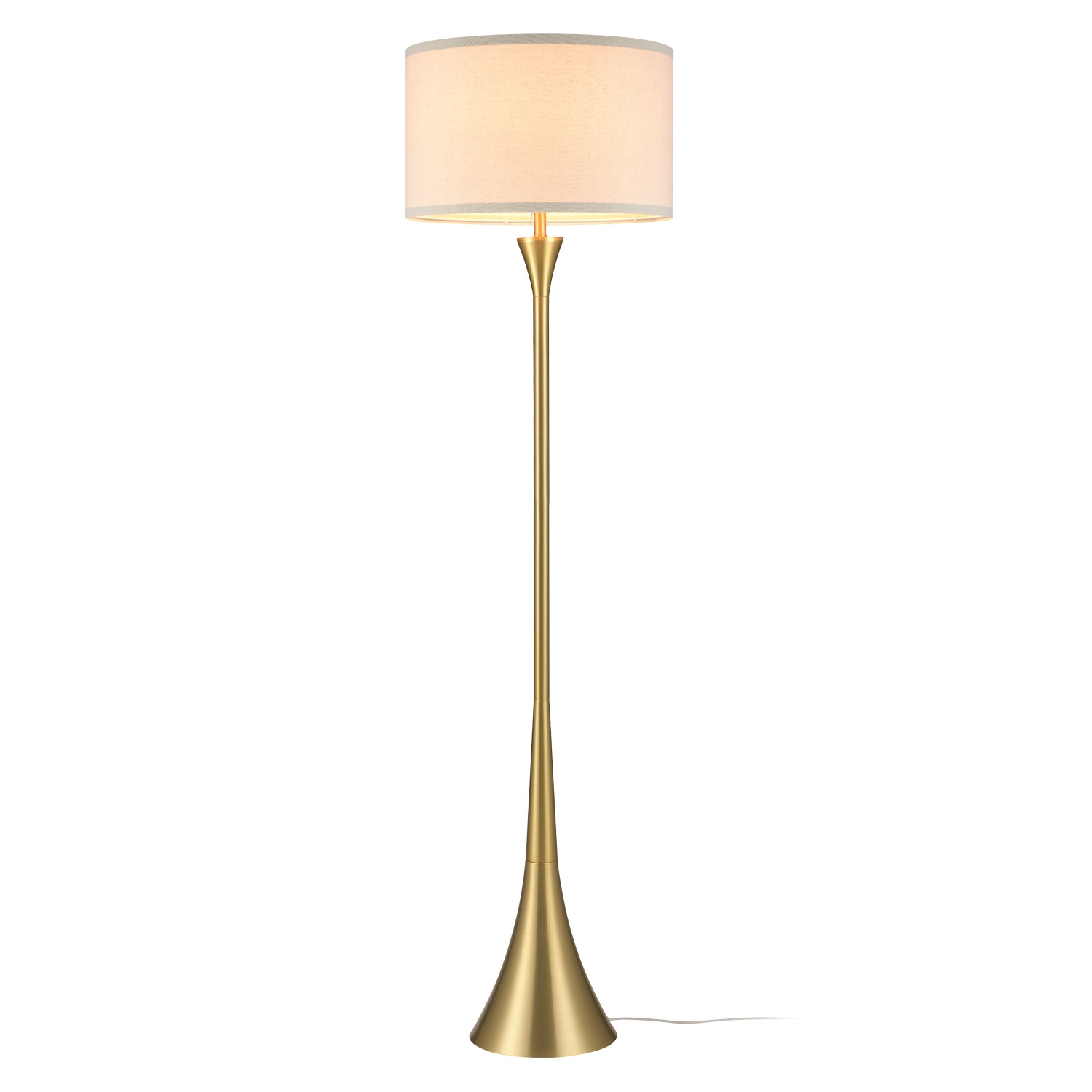 Novogratz x Globe 60 Antique Brass Finish Floor Lamp with Beige Fabric Shade 16 Bed Bath Beyond 42221068