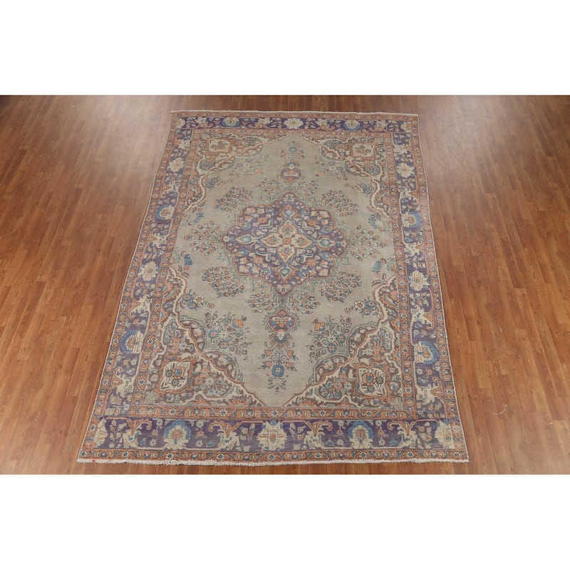 Tabriz Persian Vintage Area Rug Handmade Wool Carpet - 7'8"x 11'2"