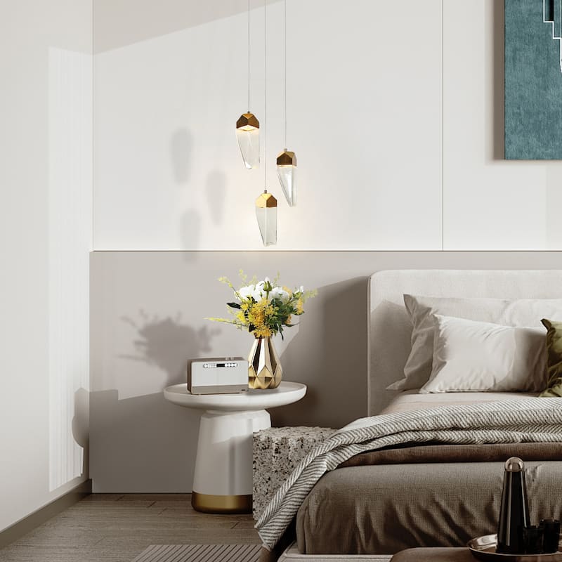 Modern LED 3-Light Chandeliers Island Pendant Lights for Kitchen Island - Gold