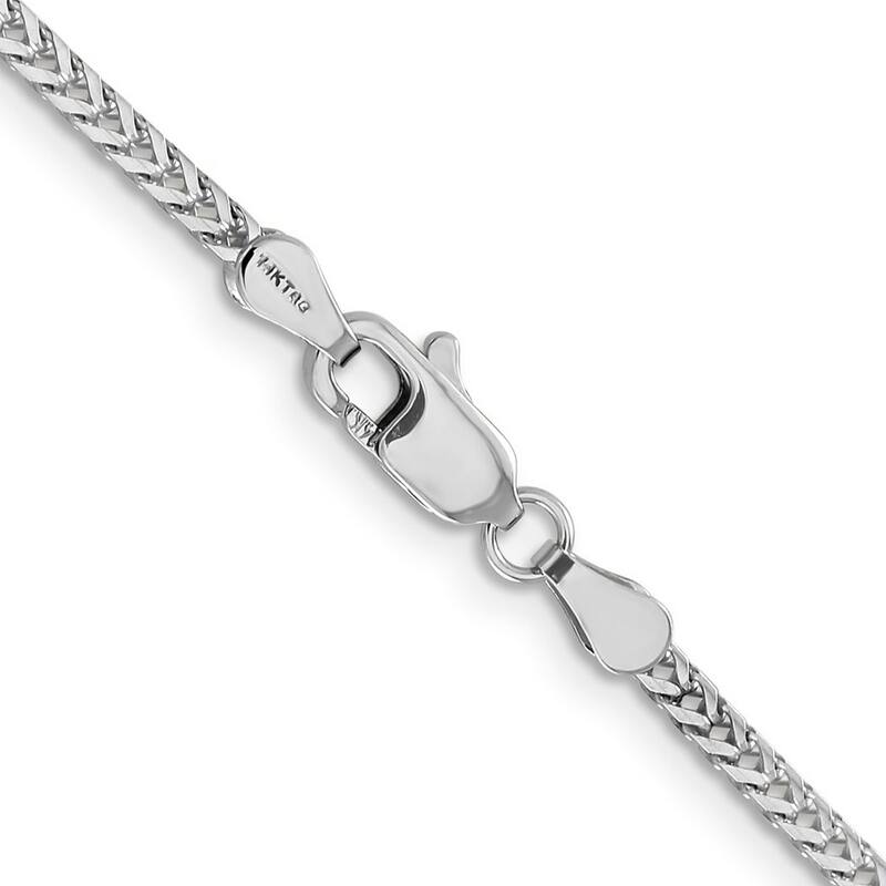 Curata 14k White Gold Solid Polished 2.0mm Franco Chain Bracelet Lobster Claw