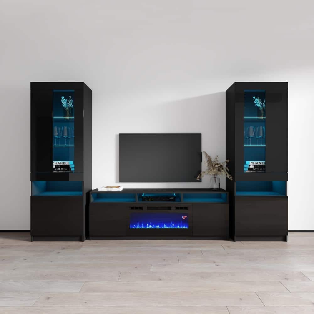 Reno 05 Electric Fireplace Modern Wall Unit Entertainment Center