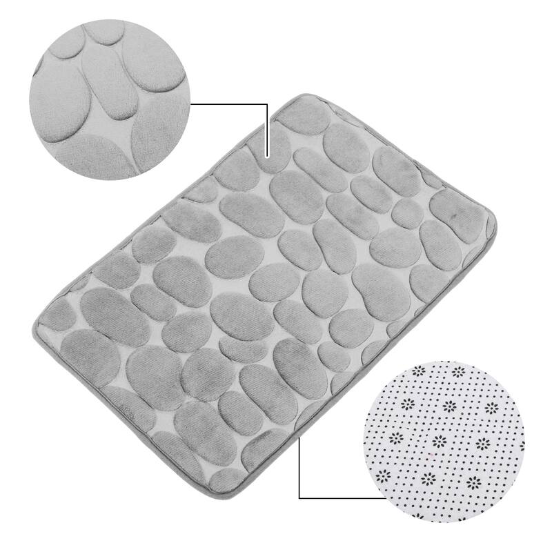 Cobblestone Pattern Bathroom Rugs, Polyester Bath Mat, Machine Washable 80x50cm