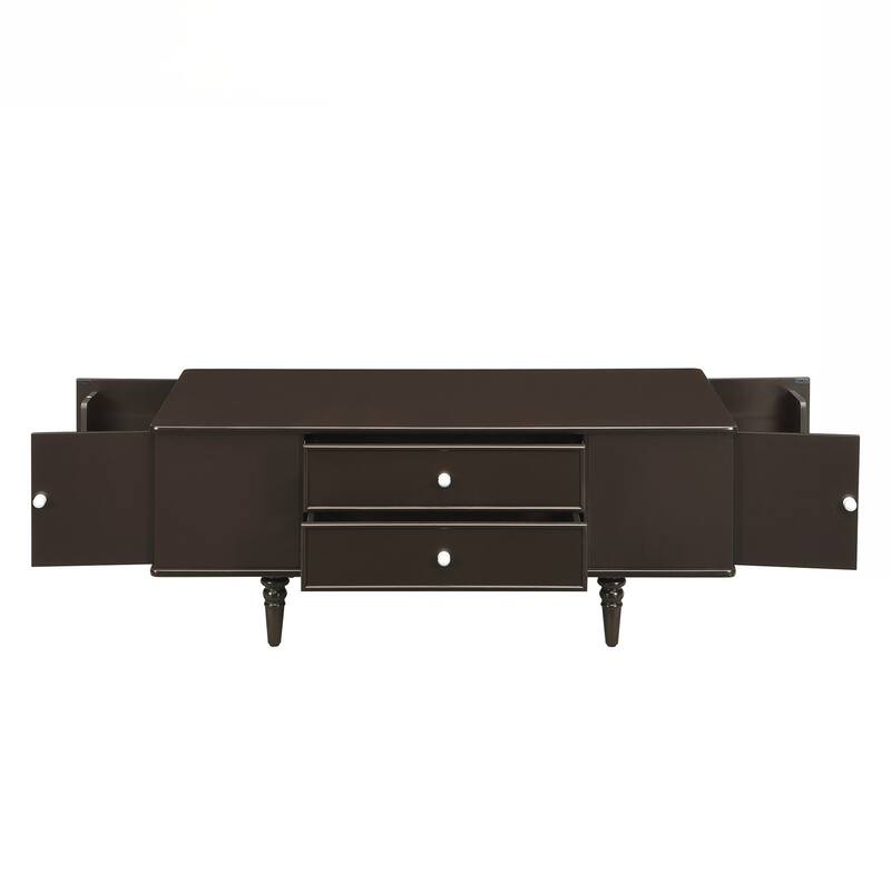 Modern Rectangle Coffee Table with Four Drawers, Two Side Hidden Storage Compartments, 47.2" Wood Coffee Table