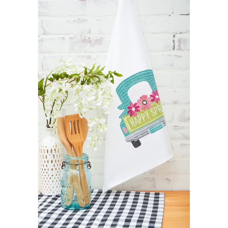 Happy Spring Truck Flour Sack Kitchen Towel