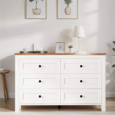 Farmhouse Style Wooden Dresser with 6 Drawer