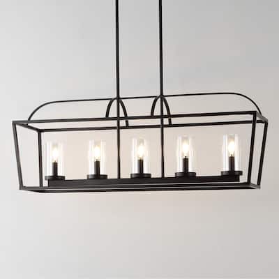 SAFAVIEH Chandelier Collection Manning 38" Modern & Contemporary Chandelier (5-bulb) - 38" W x 10" D x 53" H