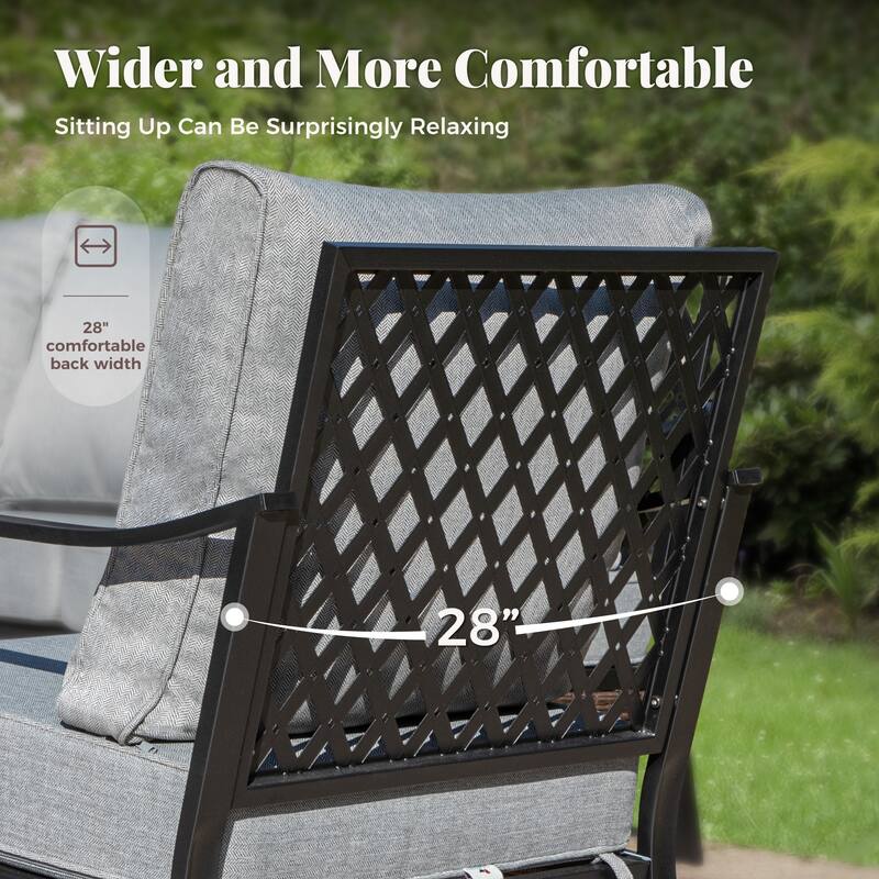 MAISON ARTS 4-Seat Patio Conversation Sets with 2 Rocking Sofa Chairs, 1 Loveseat Sofa and 1 Coffee Table