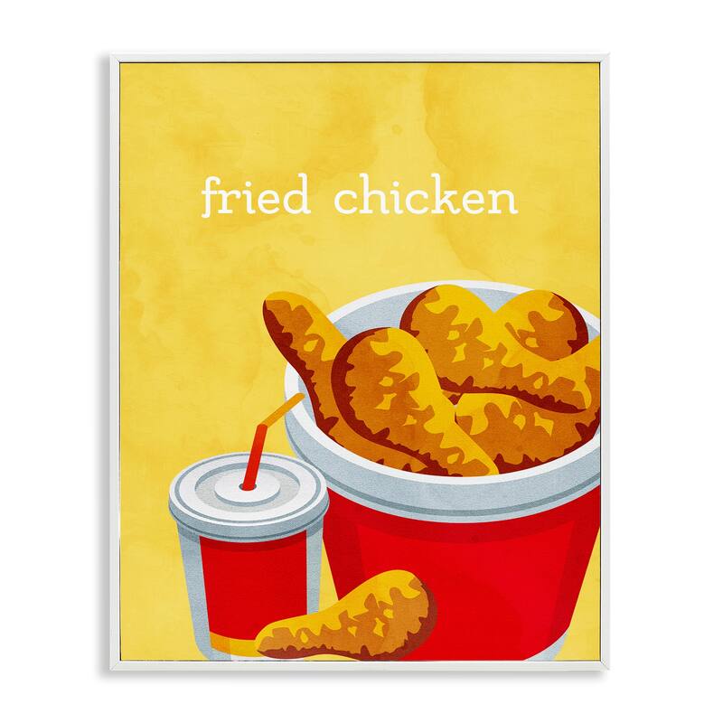 Stupell Chicken Bucket Takeout Framed Giclee Art Design By Kim Allen - 16 x 20 - White