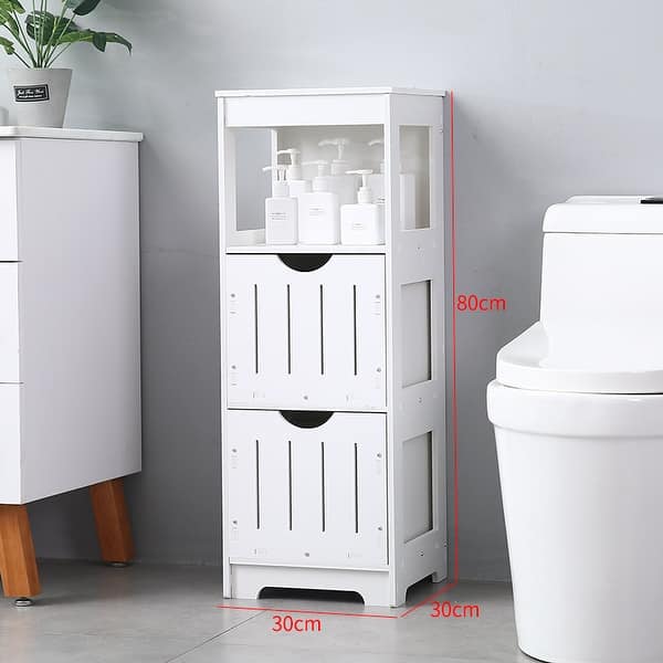 4 Layers Bathroom Cabinet with Tissue Drawer, Towel Toilet Paper Holder  Bathroom Shelf with Door Storage Organizer Corner Shelf Nightstand for  Living