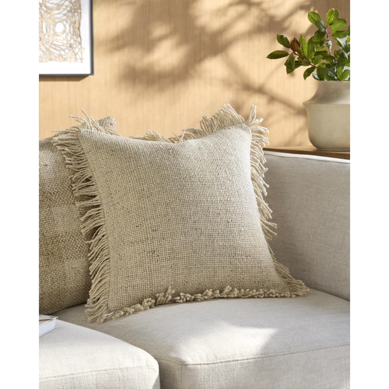 Becki Owens x Livabliss Marisol Traditional Accent Pillow - Beige - 18"L x 18"W - Polyester