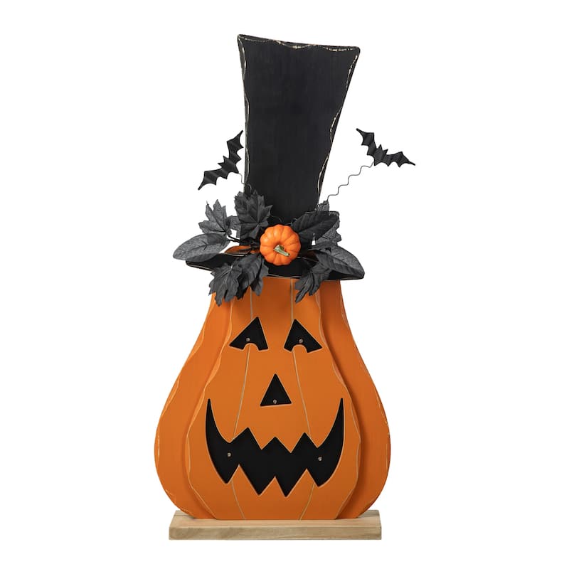 Glitzhome Halloween Metal Lighted Jack-O-Lantern Porch Decor - LED lights