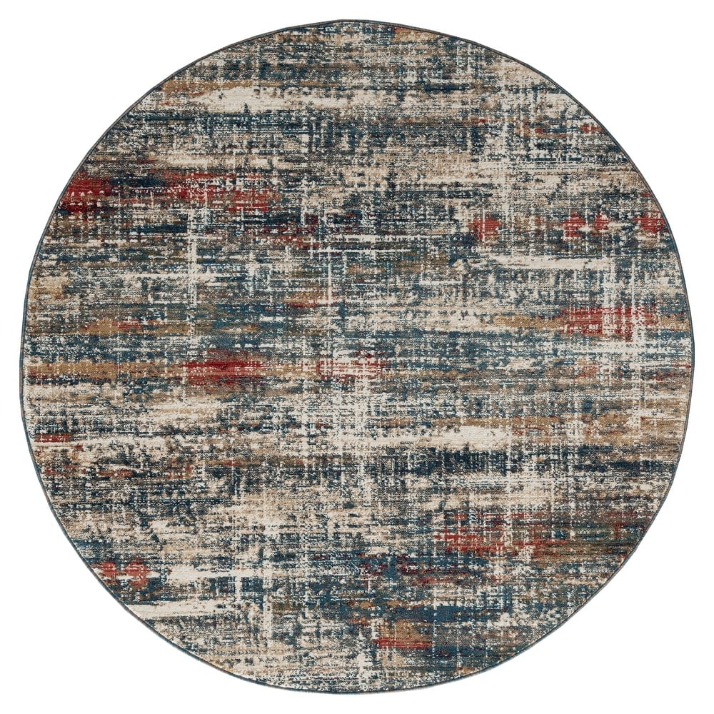 Porch & Den Hoffman Distressed Blue Abstract Area Rug