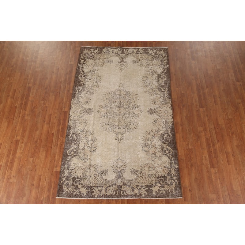 Distressed Sparta Turkish Vintage Rug Handmade Wool Carpet - 5'6"x 9'1"