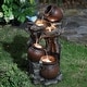 preview thumbnail 5 of 11, Rustic Pots on Tree Resin Outdoor Fountain with LED Lights