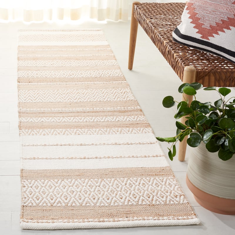 SAFAVIEH Handmade Kilim Mariliza Farmhouse Stripe Jute Rug