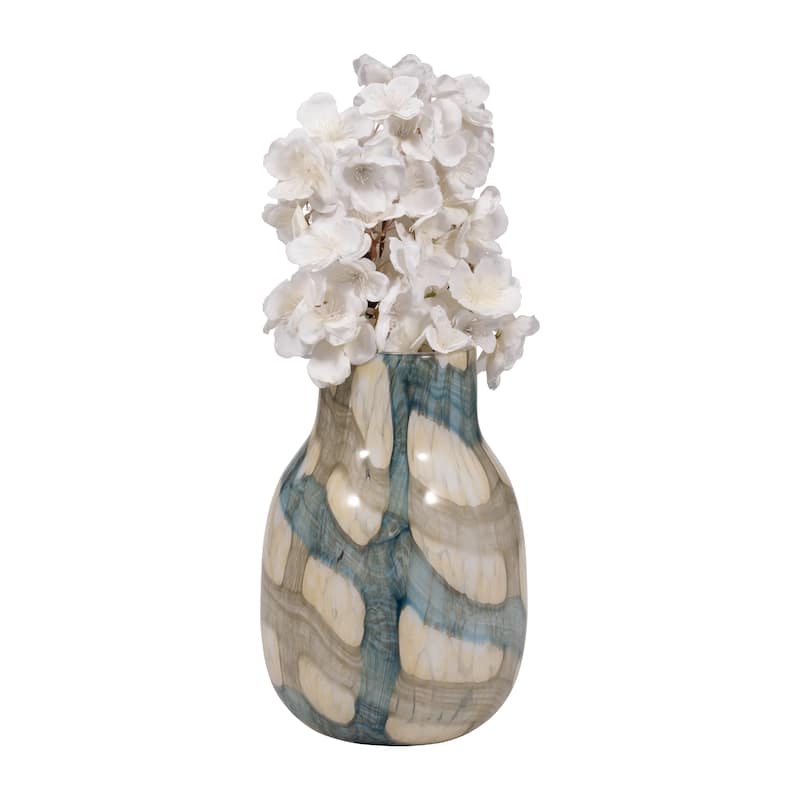 Sagebrook Home Handcrafted Modern Glass Vase - Blue & Tan