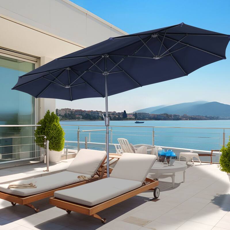 Autlaycil 13Ft Retangle Patio Umbrella Extra-Large Outdoor Umbrella No Base - Navy Blue