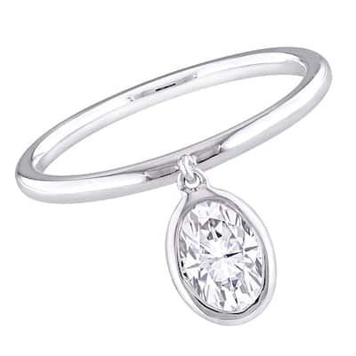 Miadora 1ct DEW Created Moissanite Drop Pendant Ring in Sterling Silver