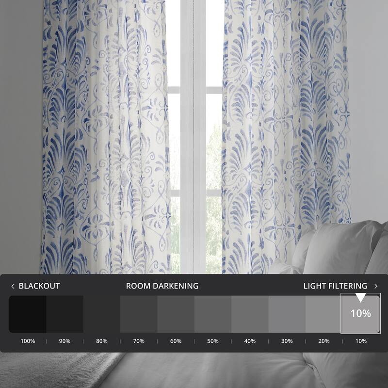 Exclusive Fabrics Xenia Printed Faux Linen Sheer Rod Pocket Curtain (1 Panel)