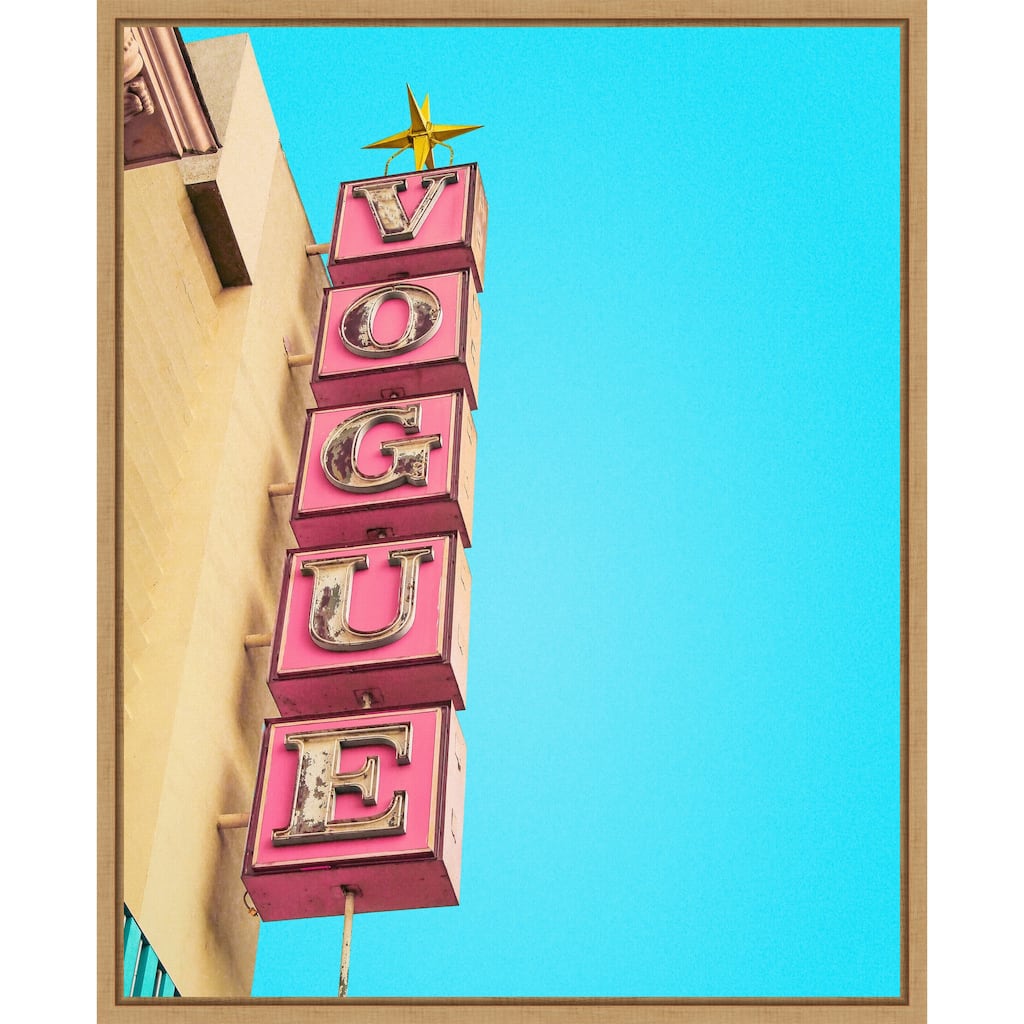 Vogue Theatre Sign in Hollywood by Tom Windeknecht Framed Canvas Wall Art Print - Sylvie Natural