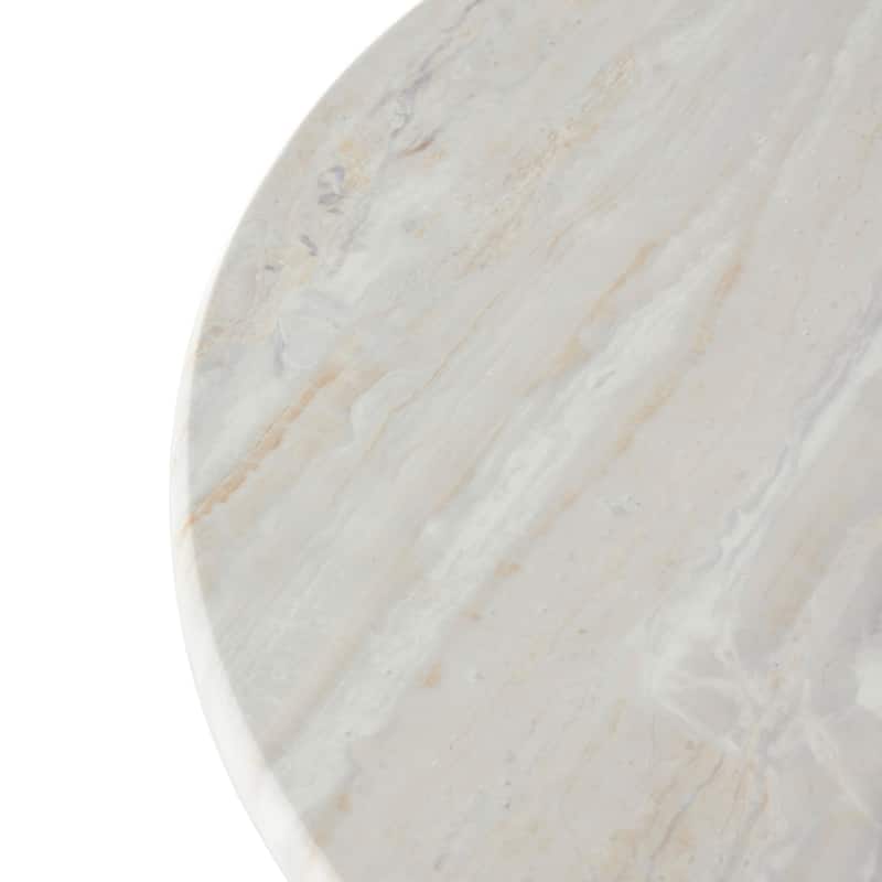 Black Metal Pedestal Coffee Table with Faux White Marble Top